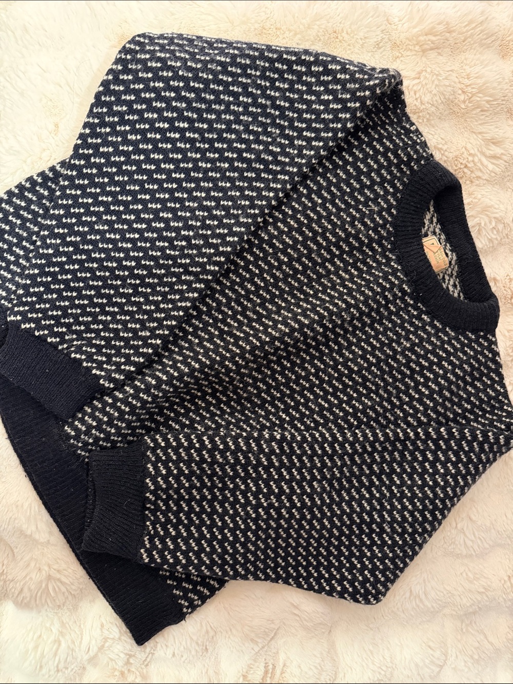 Vintage L.L. Bean navy and White Nordic Knit Sweater